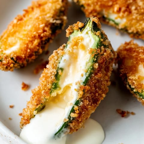 Close-up of crispy, breaded jalapeño poppers; a perfect American appetizer, hot and cheesy.