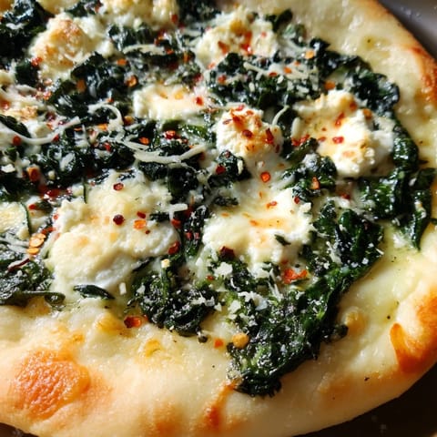 Slice of vegetarian Spinach Ricotta Pizza garnished with parsley and parmesan, served on a rustic cutting board.