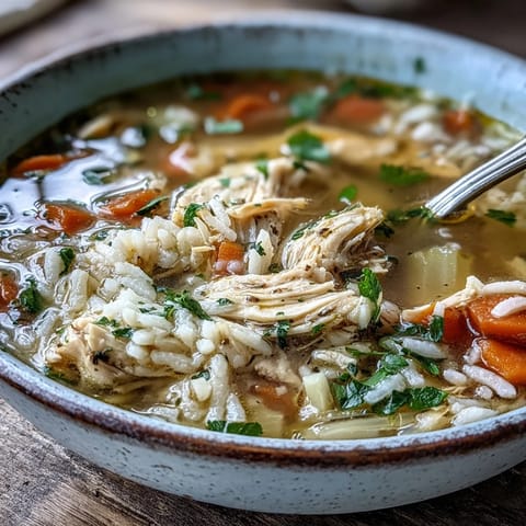 Steamy bowls of Cozy Winter Chicken and Rice Soup filled with tender shredded chicken, carrots, and celery.