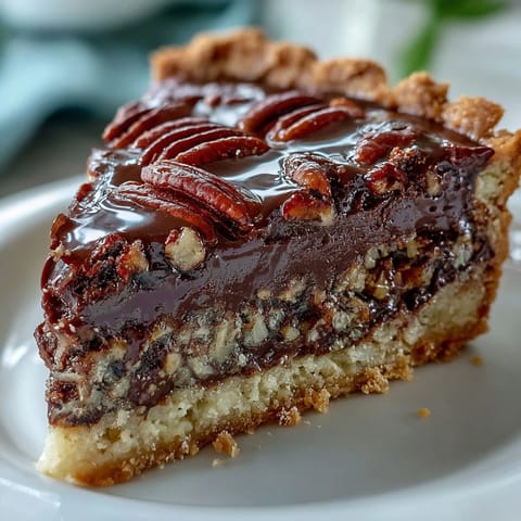 Indulgent Kentucky Derby Chocolate Pecan Tart, featuring velvety chocolate and crunchy pecans baked in a buttery pastry shell.  