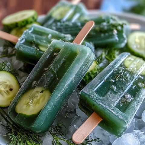 Viral TikTok Pickle Juice Popsicles, perfectly tart and frozen for summer refreshment.