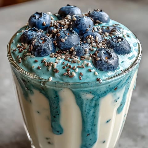 Probiotic Kefir Smoothie with Blueberry and Flaxseed: vibrant dish perfect for a healthy breakfast.