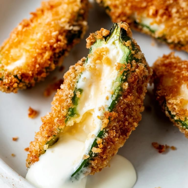 Close-up of crispy, breaded jalapeño poppers; a perfect American appetizer, hot and cheesy.