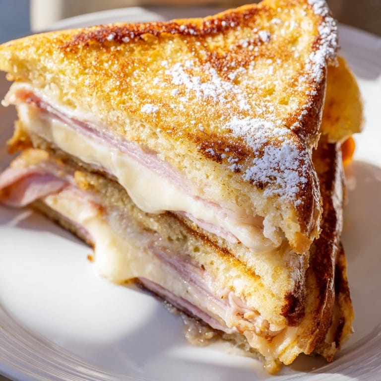A dusting of powdered sugar tops this delicious, savory Monte Cristo sandwich recipe.