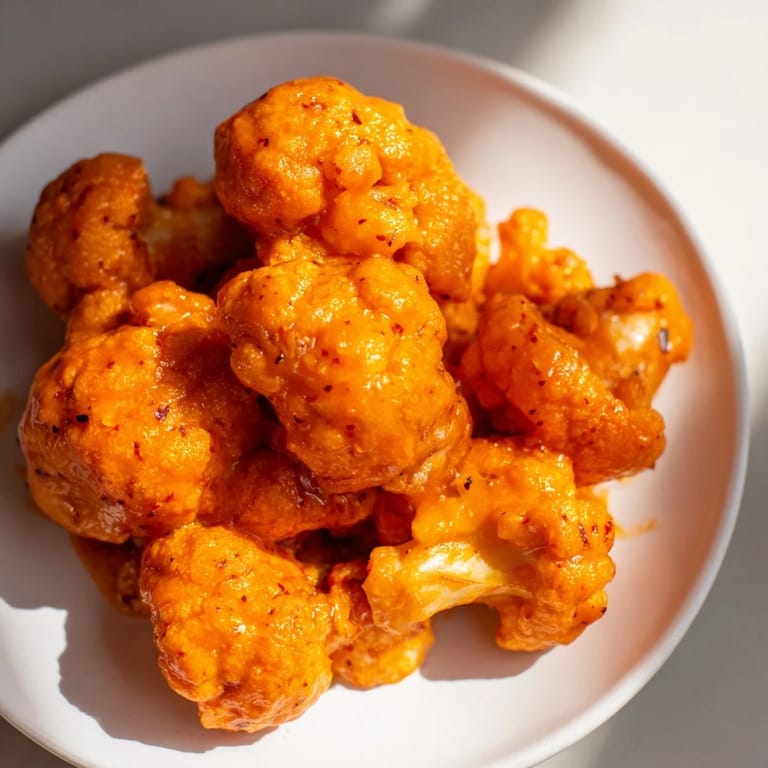 Enjoy homemade Buffalo Cauliflower Wings, the perfect appetizer with a delightful crunch and spicy kick.