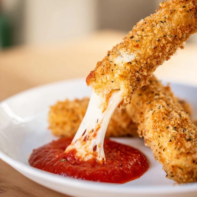 A platter piled with perfectly fried mozzarella sticks, the ideal appetizer for sharing with friends.