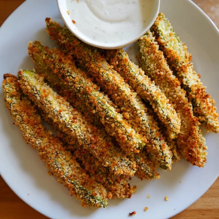 A plate of freshly fried pickles: savory dill spears, perfectly fried and ready to enjoy with a dip.