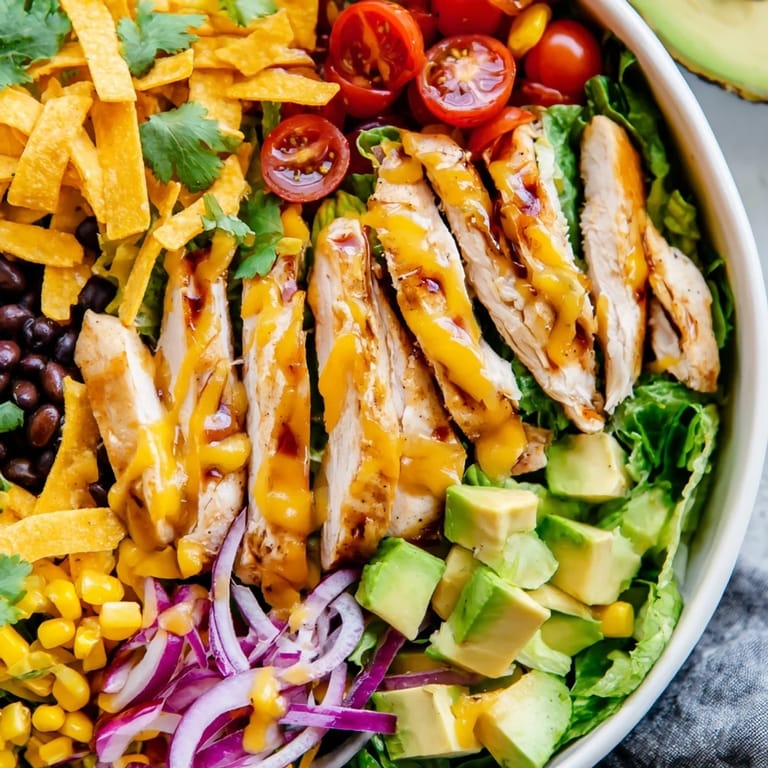Zesty Honey Lime Chicken Taco Salad featuring juicy marinated chicken, cherry tomatoes, and cheese on crisp lettuce.