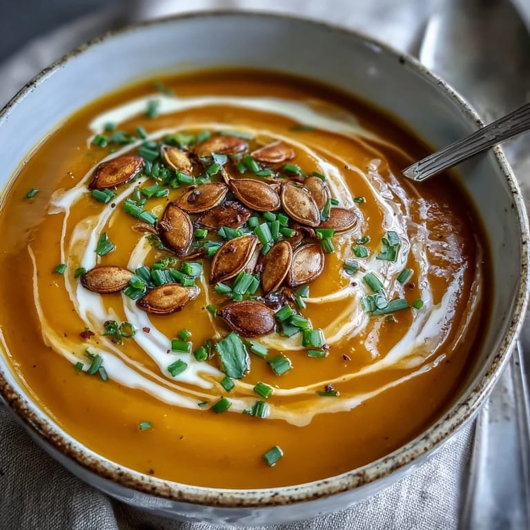 Comforting autumn pumpkin soup in a pot, ready to be ladled into bowls for a cozy dinner.