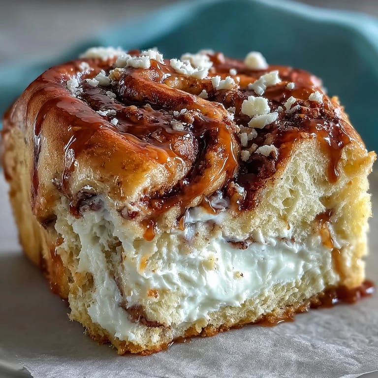 A platter of Caramel Cream Cheese Bread slices revealing the creamy cheesecake-like center and sweet caramel ribbon.