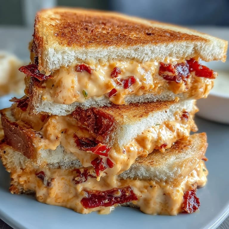 Soft white bread finger sandwiches filled with homemade pimento cheese spread, ideal for tea parties or appetizers.  