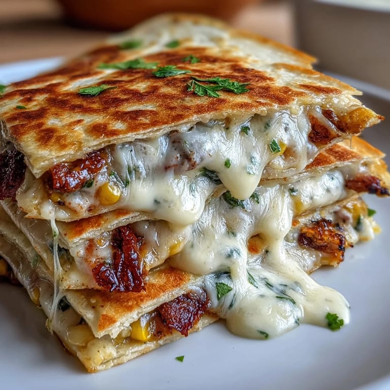 Golden quesadillas bursting with charred corn, jalapeño, and Monterey Jack, served with zesty chipotle crema on the side.