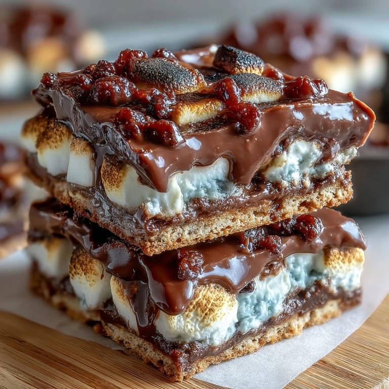 Festive Independence Day dessert featuring a cast iron skillet filled with rich chocolate and golden-brown marshmallows.