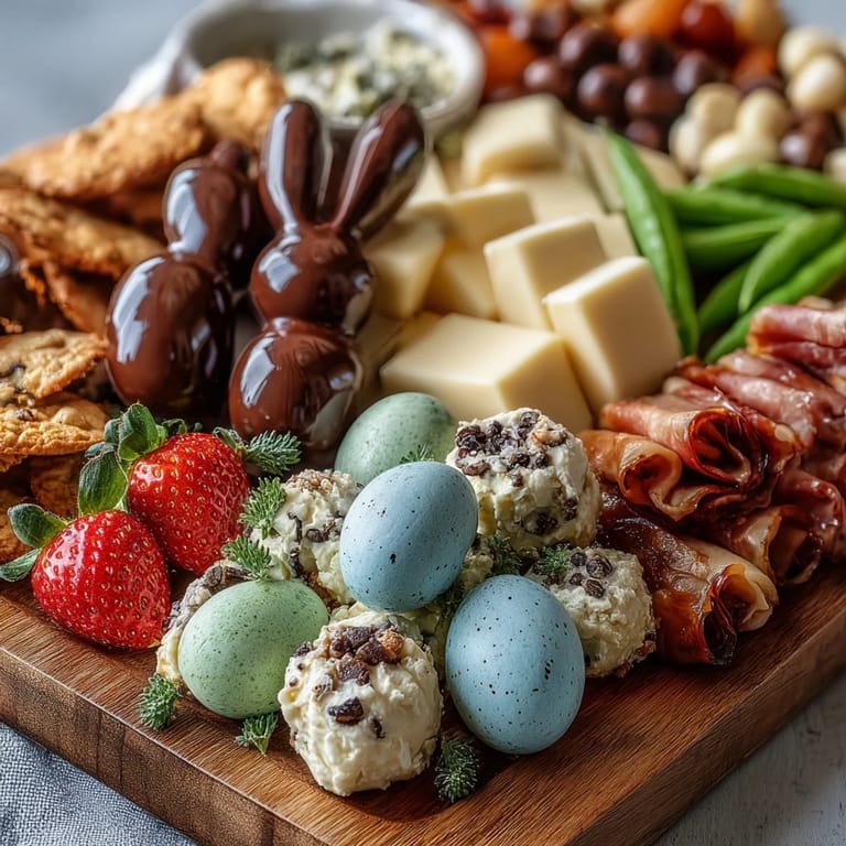 Celebrate spring with a Mini Easter Basket Treat Board: a cheerful mix of cheeses, meats, and candies in a playful, seasonal display.
