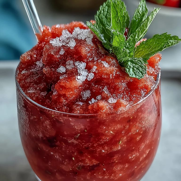 Vibrant Frozen Strawberry Lemonade Slushie, sweet, tart, and perfectly blended.