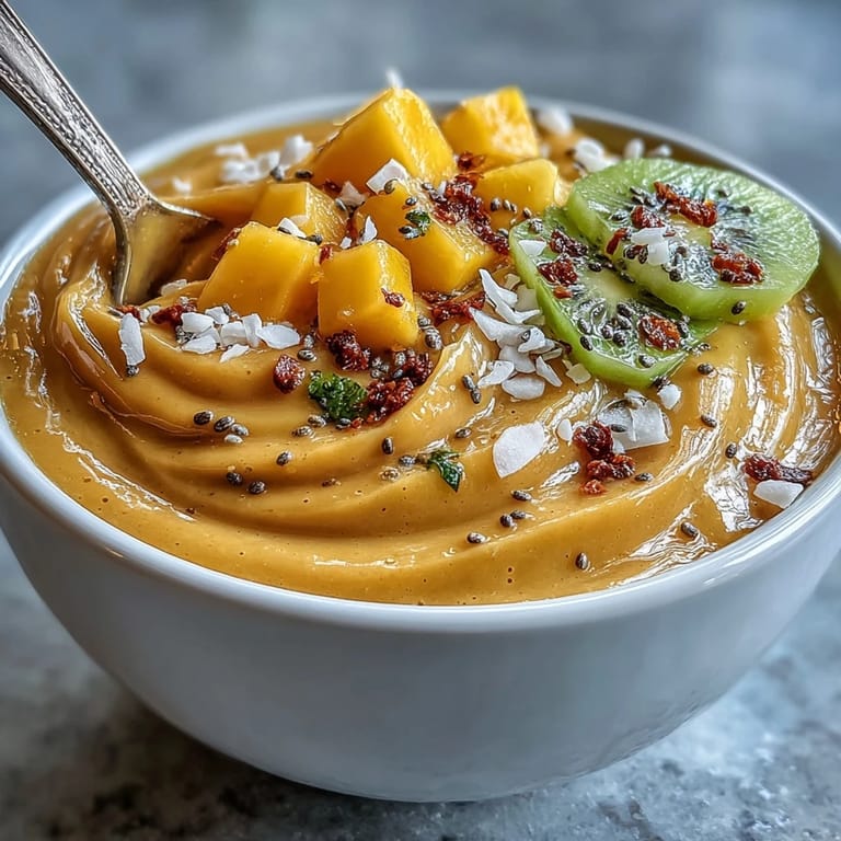 Refreshing Mango Chili Lime Smoothie Bowl, a colorful, healthy breakfast explosion.