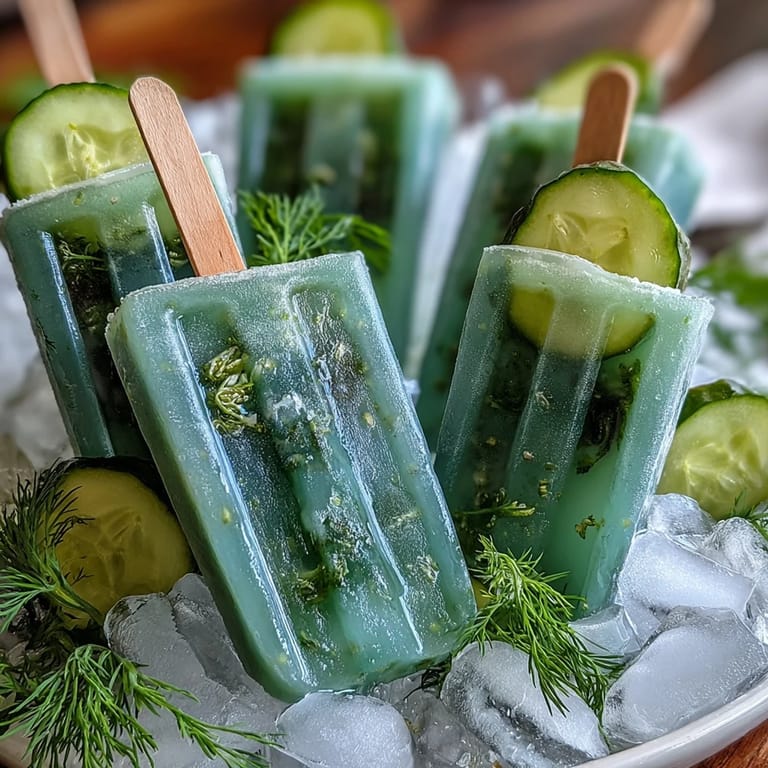 Icy dill pickle juice popsicles, a sweet and tangy viral trend ready for enjoyment.