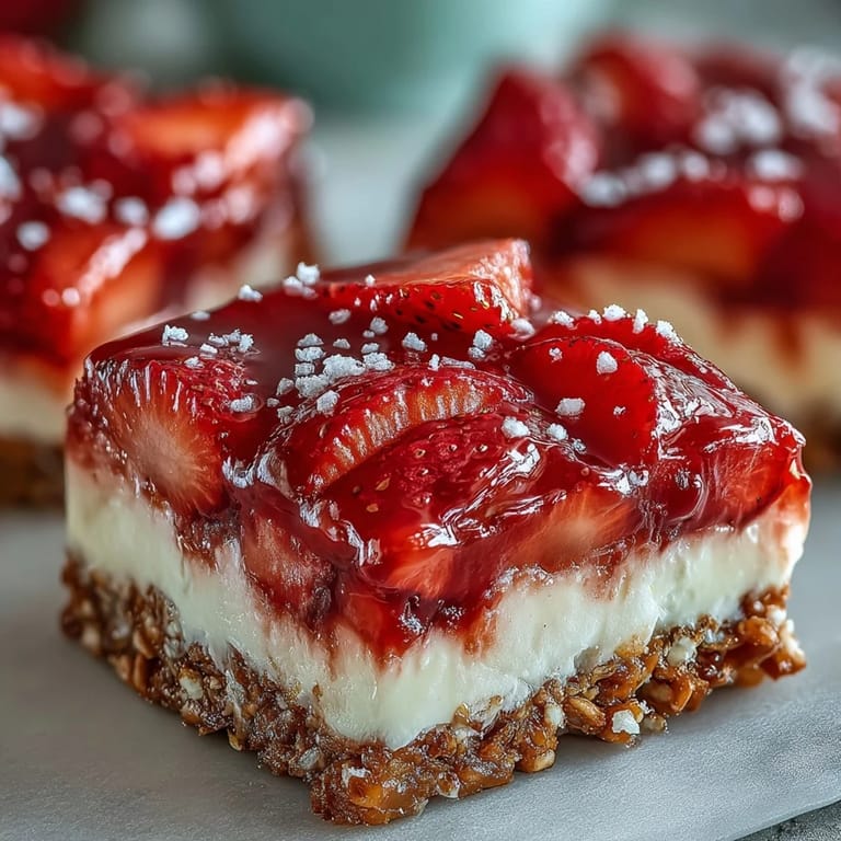 Salty pretzel crust topped with luscious strawberries and cheesecake Strawberry Pretzel Salad.