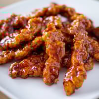 Tender glazed chicken, crisp veggies, and creamy sauce bundled in a soft tortilla for the Honey Sriracha Chicken Wrap.