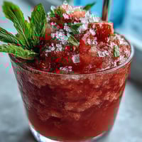 Frosty Frozen Strawberry Lemonade Slushie (3 Ingredients) ready for sipping.